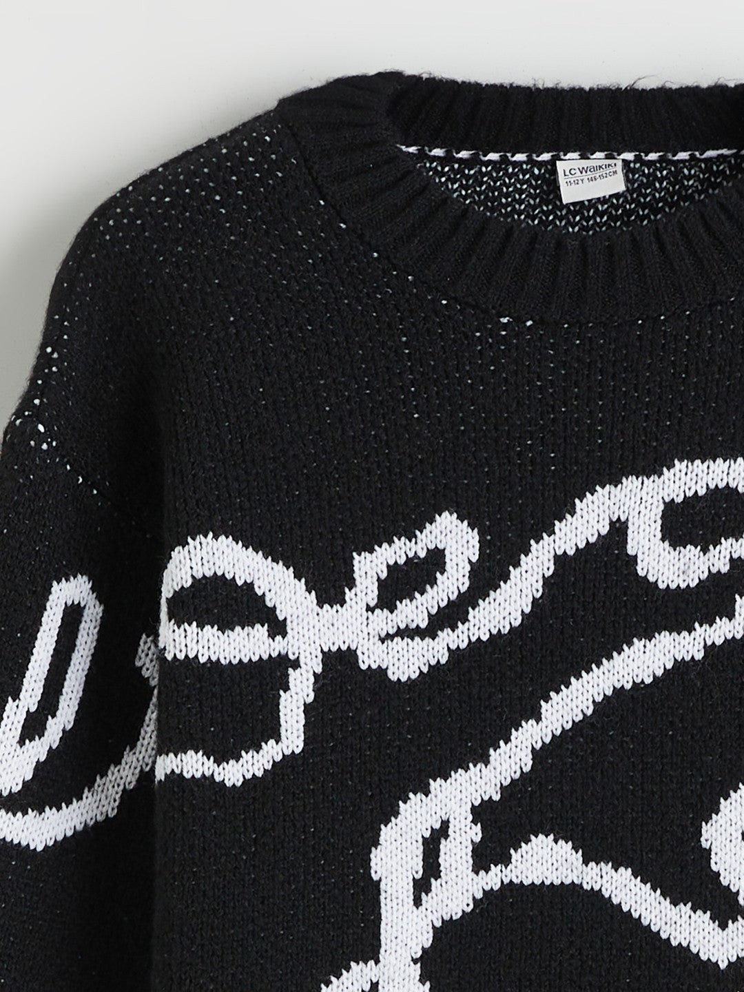 LCW Kids Crew Neck Patterned Girls Knitwear Sweater