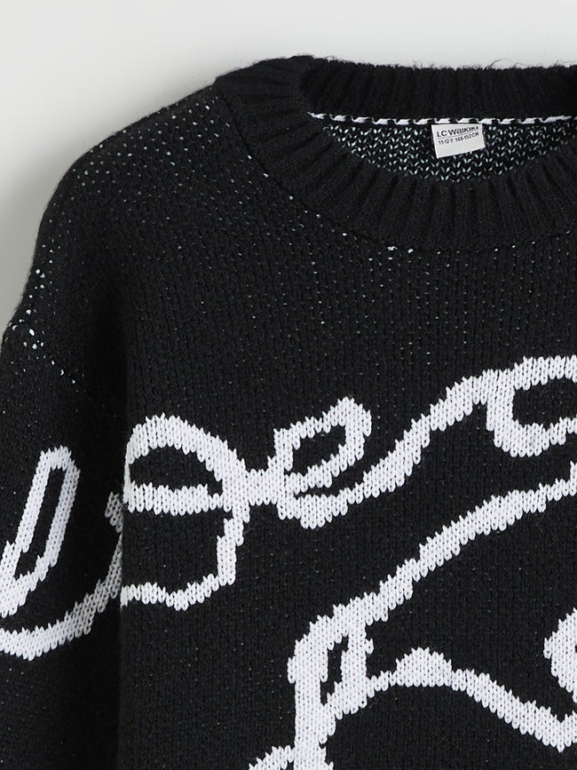 LCW Kids Crew Neck Patterned Girls Knitwear Sweater Main Image