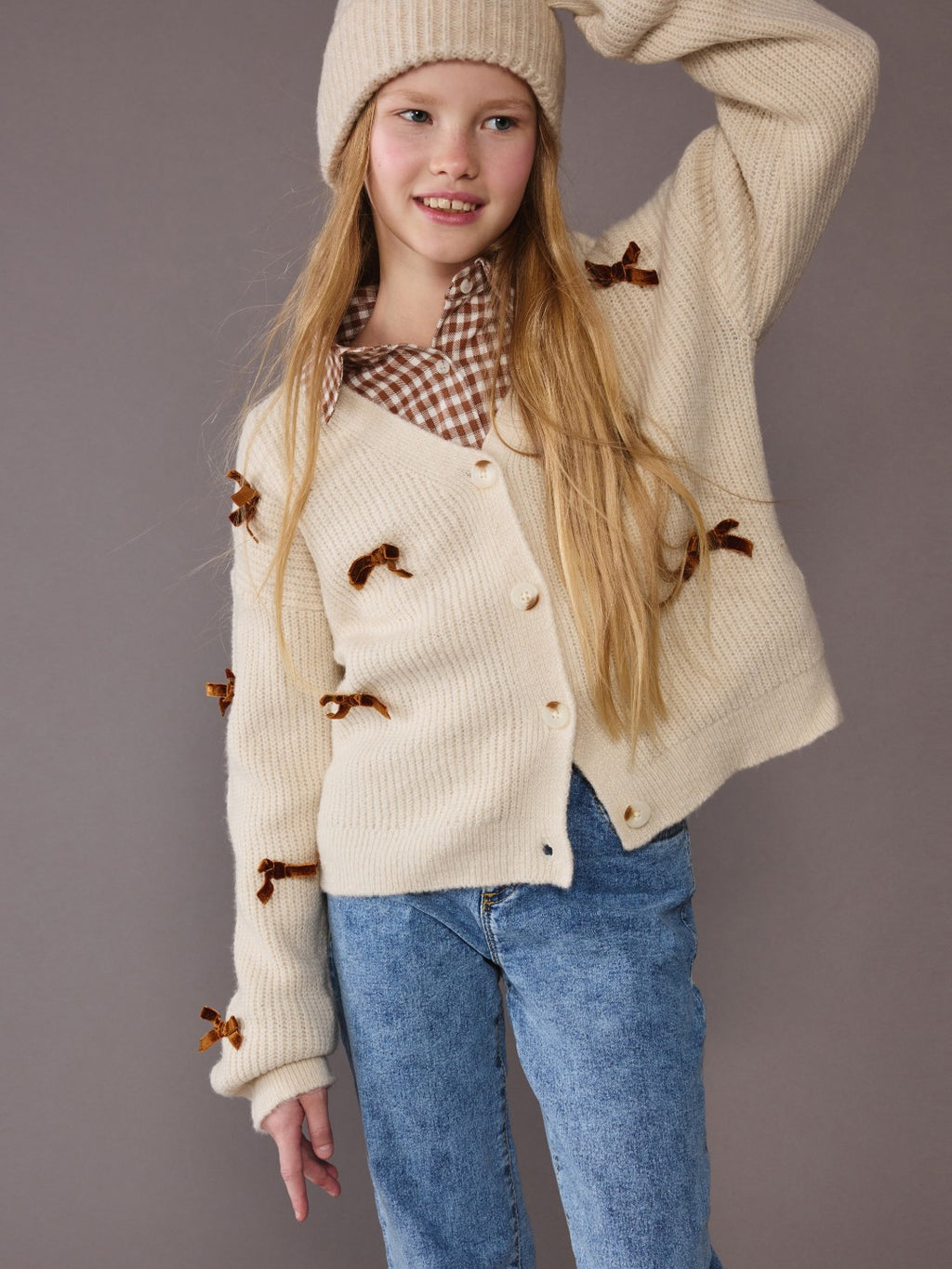 LCW Kids V-Neck Bow Detailed Girls Knit Cardigan