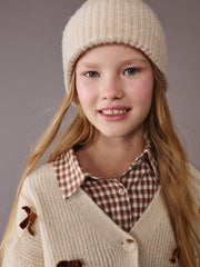 LCW Kids V-Neck Bow Detailed Girls Knit Cardigan