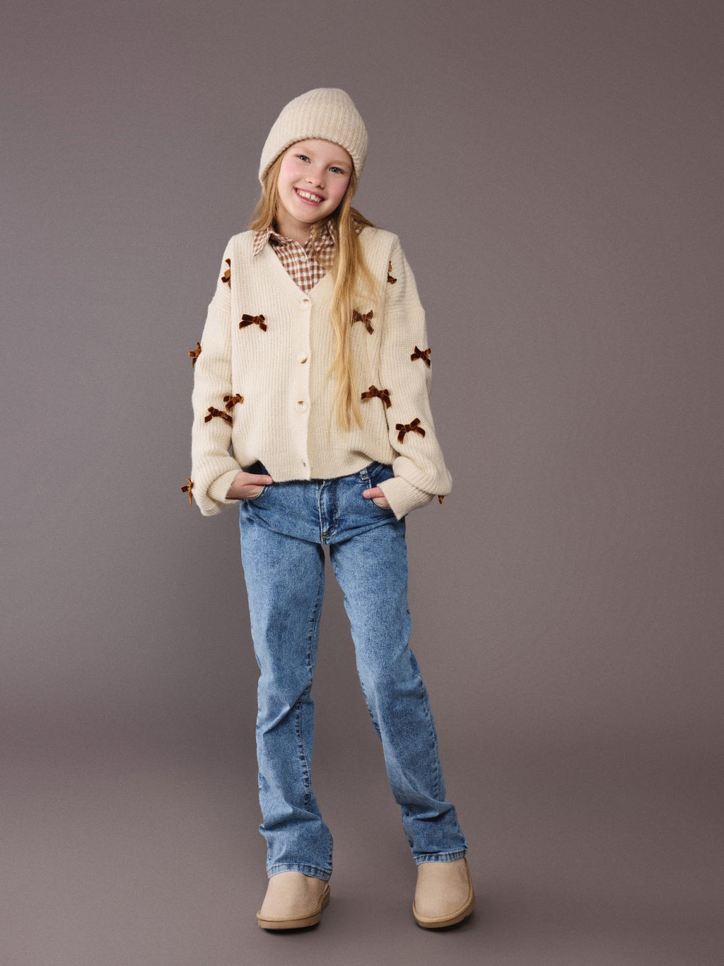 LCW Kids V-Neck Bow Detailed Girls Knit Cardigan