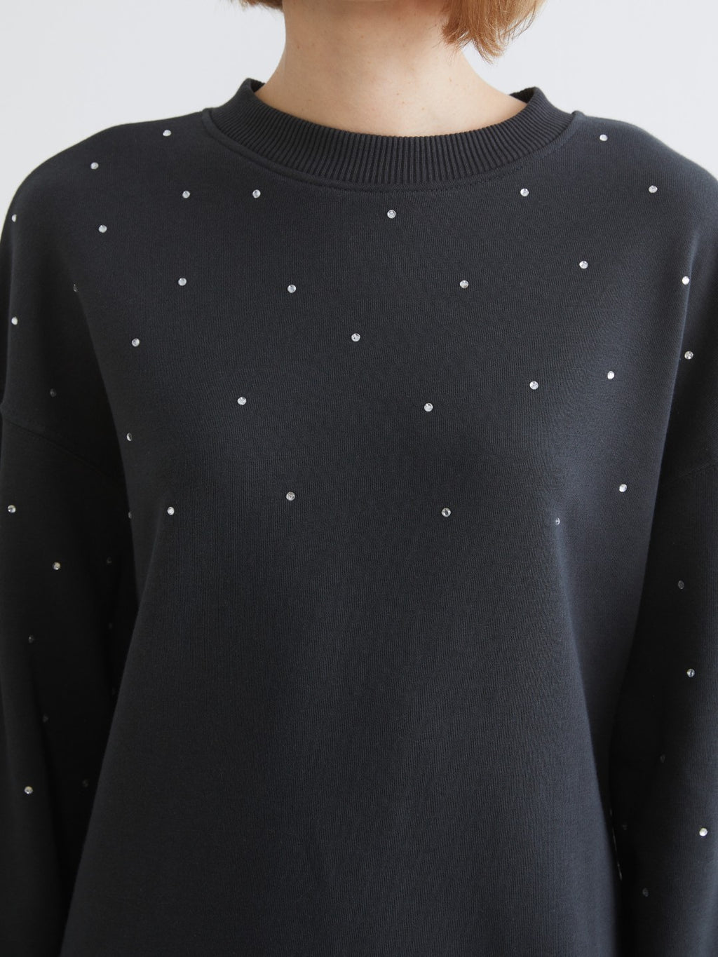 LCW Vision Crew Neck Rhinestone Embellished Oversize Women Sweatshirt