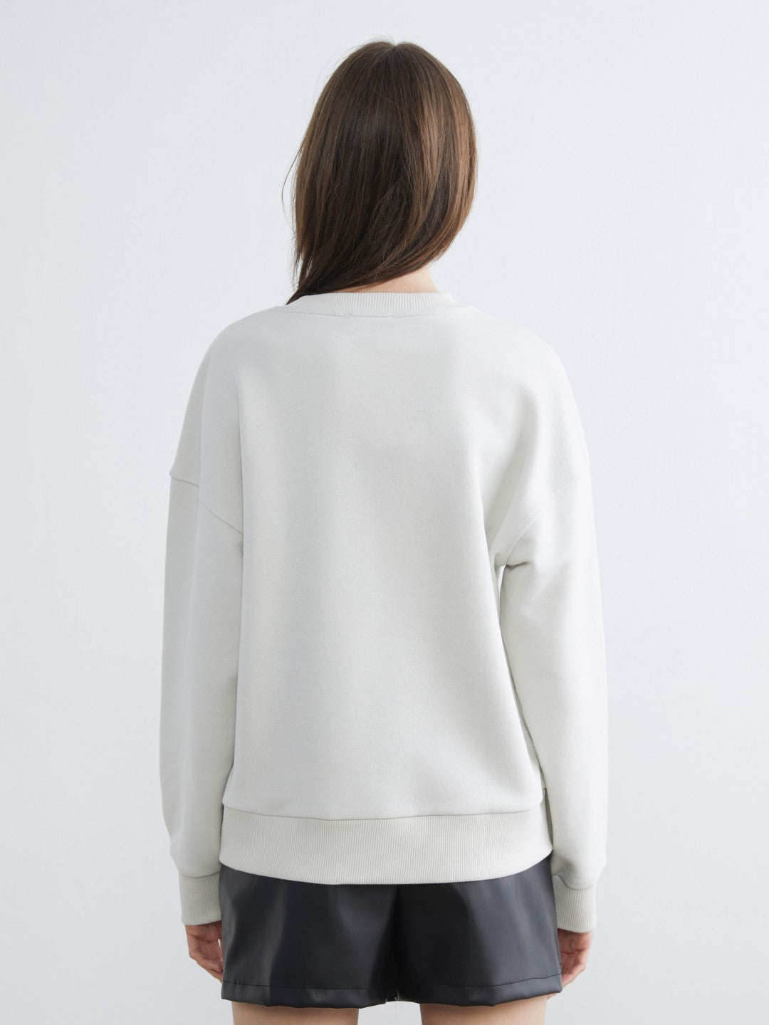 LCW Vision Crew Neck Rhinestone Embellished Oversize Women Sweatshirt