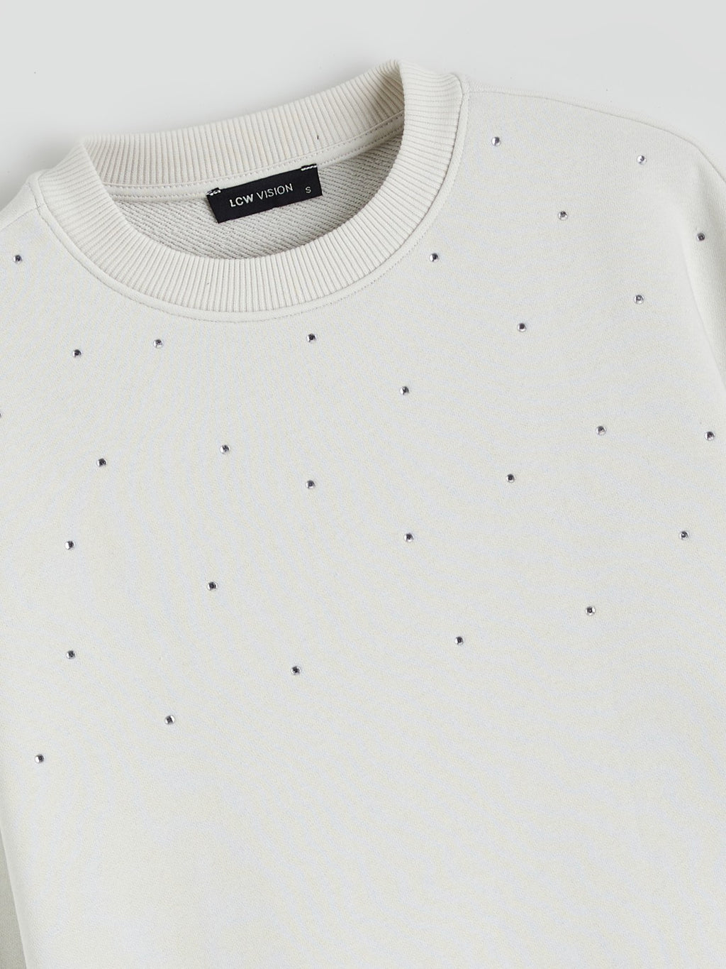 LCW Vision Crew Neck Rhinestone Embellished Oversize Women Sweatshirt