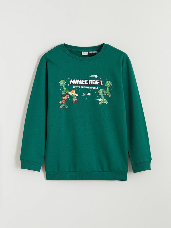 LCW Kids Crew Neck Minecraft Printed Boys Sweatshirt Hover Image