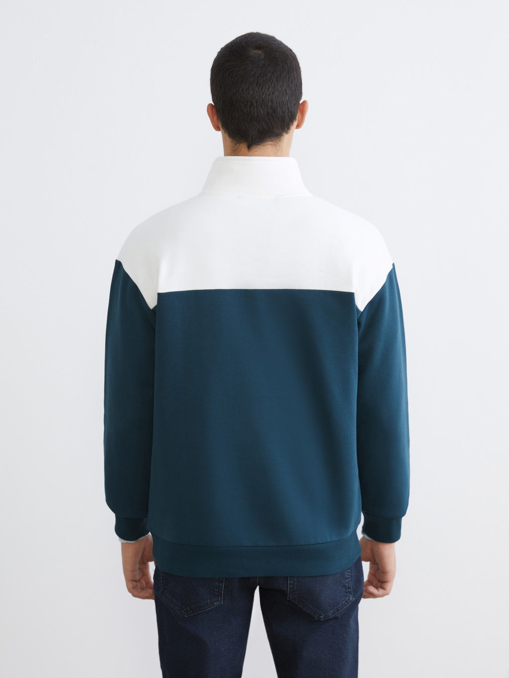 Xside Funnel Neck Color Block Men Thick Sweatshirt