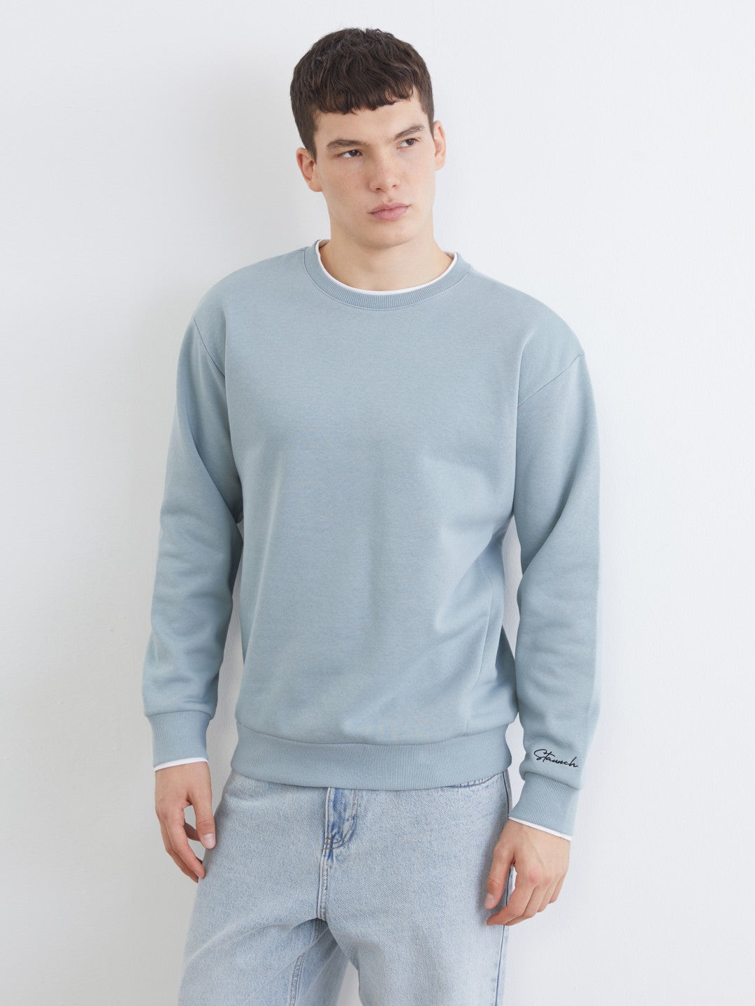 Xside Crew Neck Embroidered Men Thick Sweatshirt