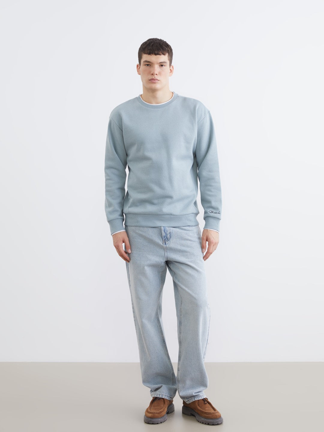 Xside Crew Neck Embroidered Men Thick Sweatshirt