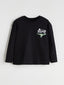 LCW Kids Black Crew Neck Printed Boys T-Shirt