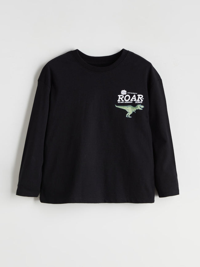 LCW Kids Black Crew Neck Printed Boys T-Shirt Hover Image