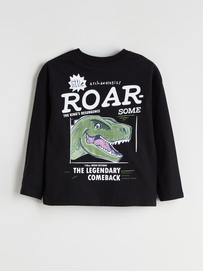 LCW Kids Black Crew Neck Printed Boys T-Shirt Main Image