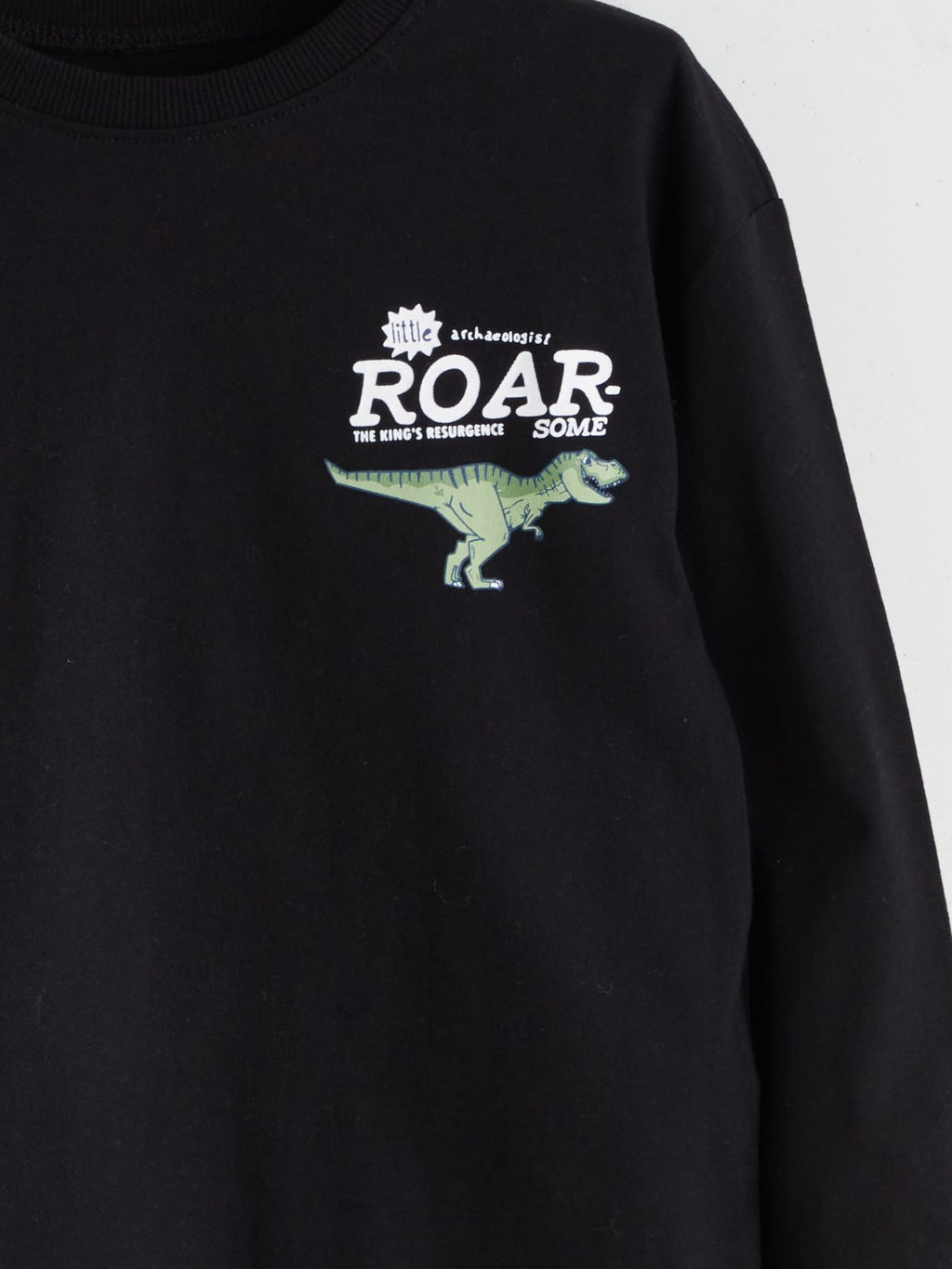 LCW Kids Black Crew Neck Printed Boys T-Shirt