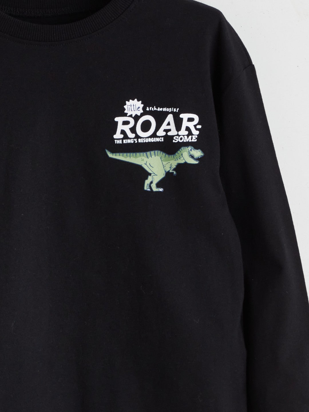 LCW Kids Black Crew Neck Printed Boys T-Shirt