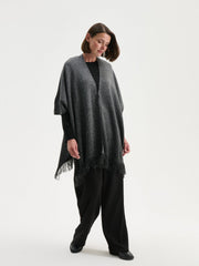 LCW Grace Gray Shawl Collar Women Knit Poncho