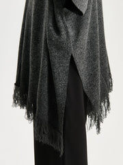 LCW Grace Gray Shawl Collar Women Knit Poncho
