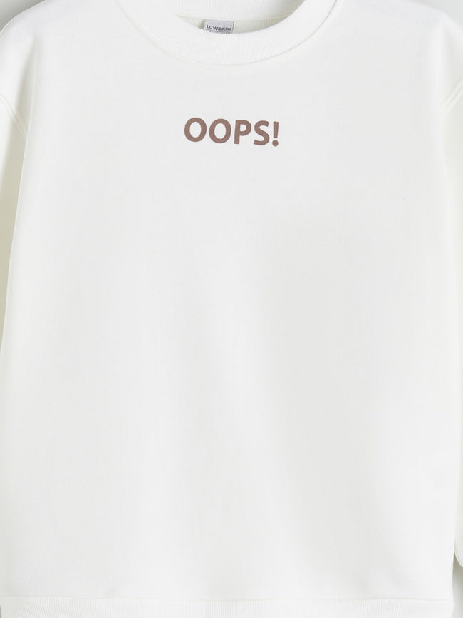 LCW Kids Beige Crew Neck Girls Sweatshirt Main Image