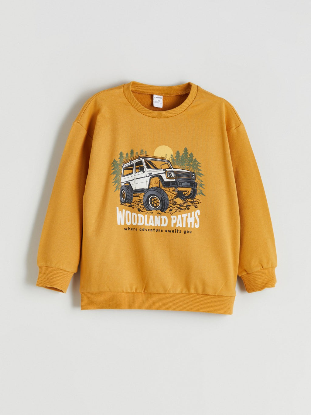 LCW Kids Yellow Crew Neck Printed Baby Boy Sweatshirt And Tracksuit Bottoms 2-Pack