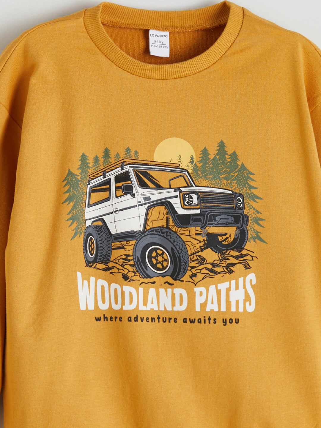 LCW Kids Yellow Crew Neck Printed Baby Boy Sweatshirt And Tracksuit Bottoms 2-Pack