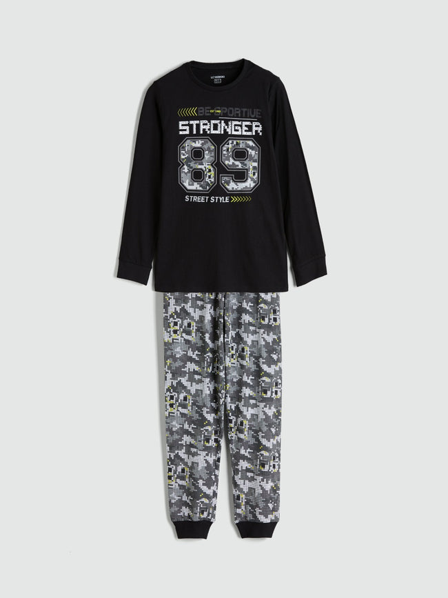 LCW Kids Crew Neck Boys Pyjama Set Hover Image