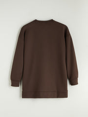 LCW Modest Brown Crew Neck Women Sweatshirt Tunic
