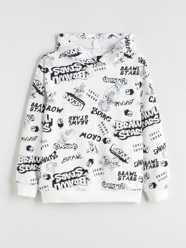 LCW Kids Hooded Brawl Stars Printed Boys Sweatshirt Hover Image