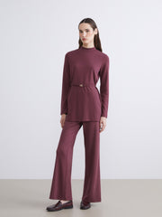 LCW Modest Burgundy Stand Collar Women Sweatshirt Tunic