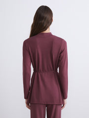 LCW Modest Burgundy Stand Collar Women Sweatshirt Tunic