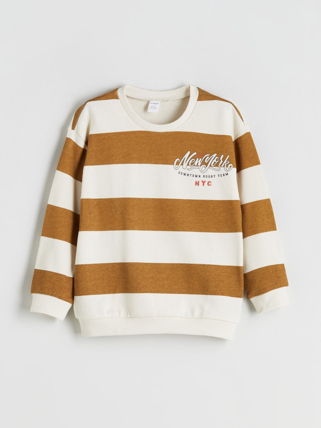 LCW Kids Beige Crew Neck Printed Boys Sweatshirt
