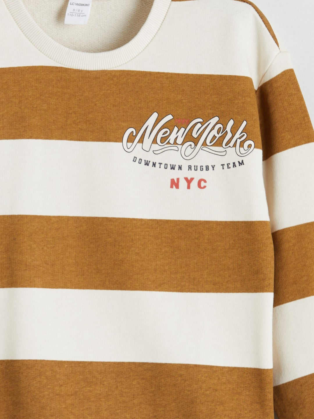 LCW Kids Beige Crew Neck Printed Boys Sweatshirt