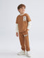 LCW Kids Brown Text Printed Boys Jogger Sweatpants