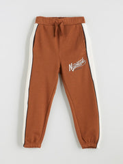 LCW Kids Brown Text Printed Boys Jogger Sweatpants