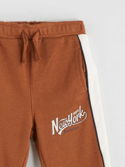 LCW Kids Brown Text Printed Boys Jogger Sweatpants
