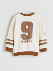 LCW Kids Beige Crew Neck Printed Boys Sweatshirt