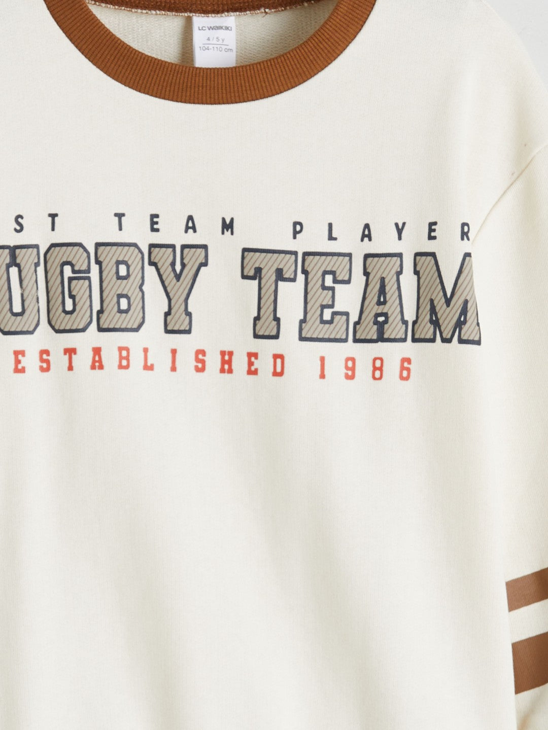 LCW Kids Beige Crew Neck Printed Boys Sweatshirt