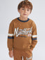 LCW Kids Brown Crew Neck Printed Long Sleeve Baby Boy Sweatshirt