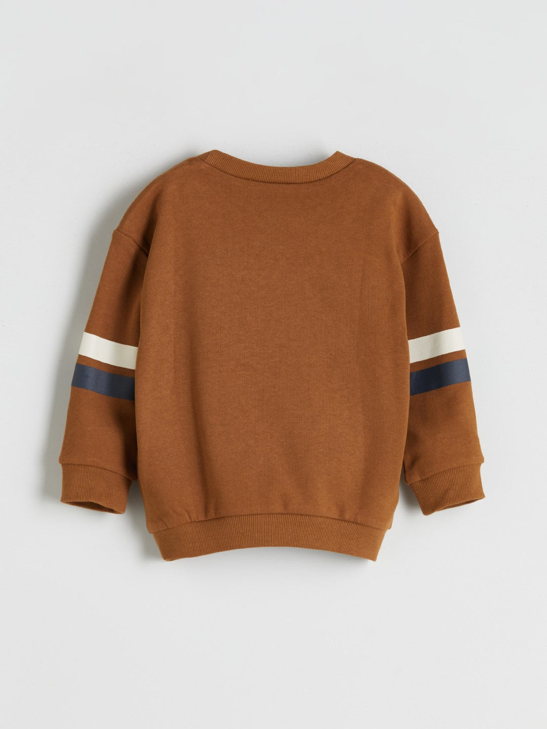 LCW Kids Brown Crew Neck Printed Long Sleeve Baby Boy Sweatshirt