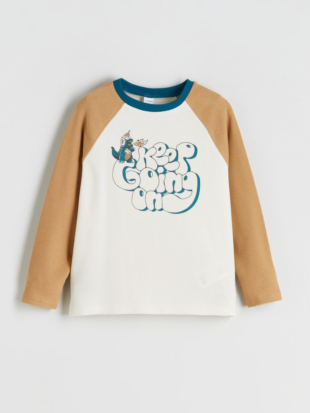 LCW Kids Beige Crew Neck Long Sleeve BoyS T-Shirt