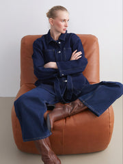 LCW Classic Indigo Shirt Collar Women Jean Jacket