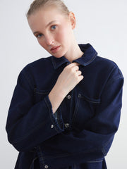 LCW Classic Indigo Shirt Collar Women Jean Jacket