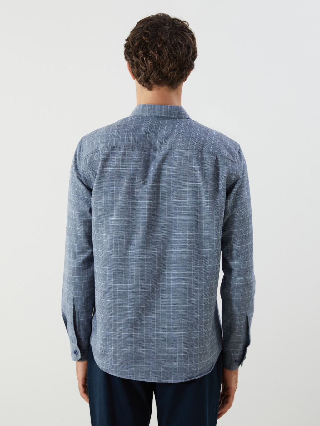 LCW Classic Blue Regular Fit Long Sleeve Plaid Gabardine Men Shirt