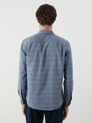 LCW Classic Blue Regular Fit Long Sleeve Plaid Gabardine Men Shirt