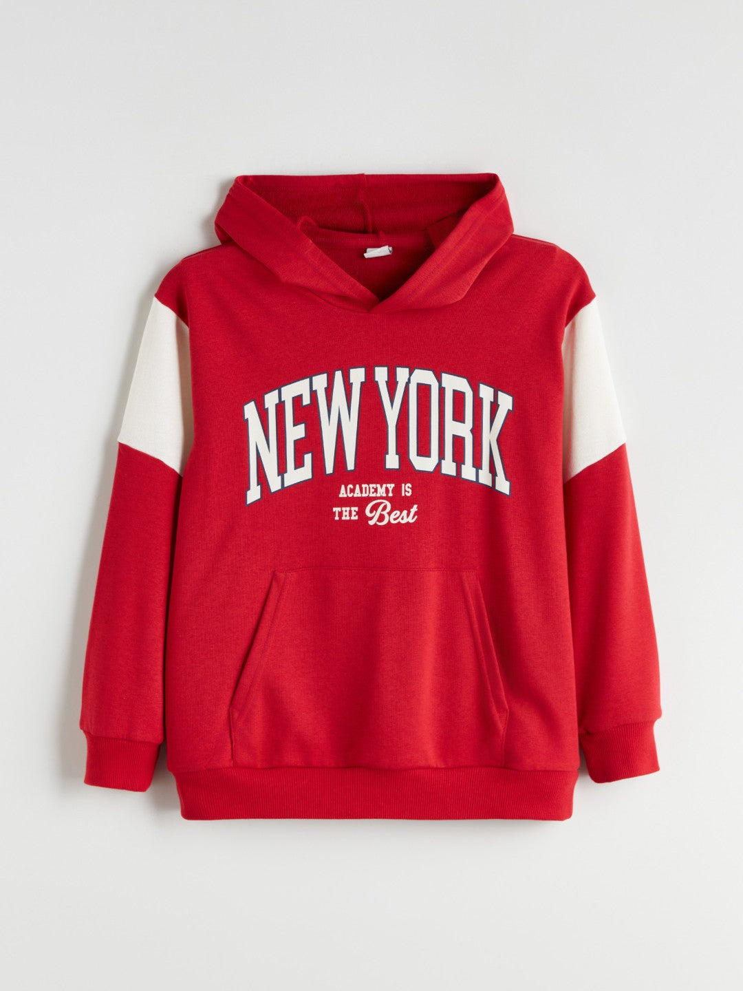 LCW Kids Red Hooded New York Printed Boys Sweatshirt