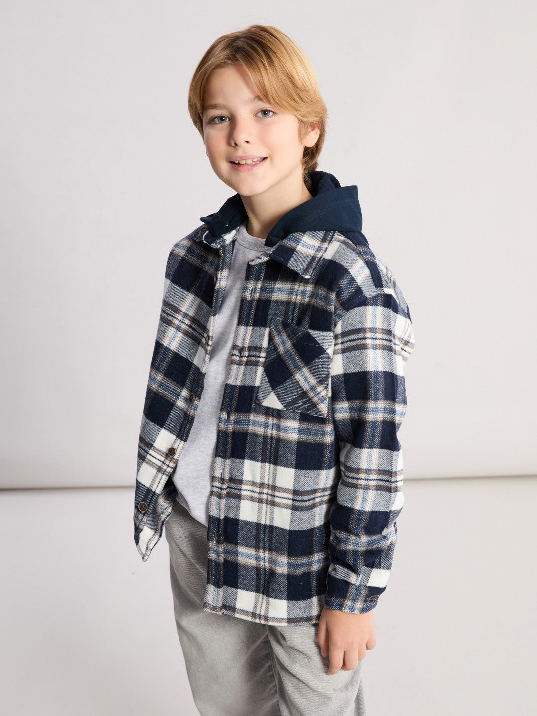 LCW Kids Hooded Plaid Boys Shirt
