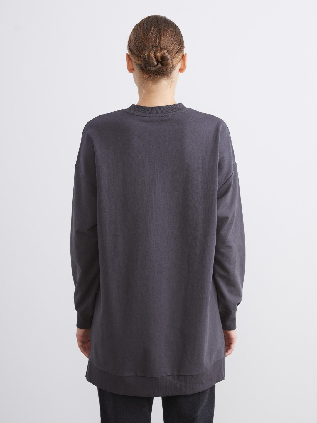 LCW Modest Crew Neck Printed Women Sweatshirt Tunic