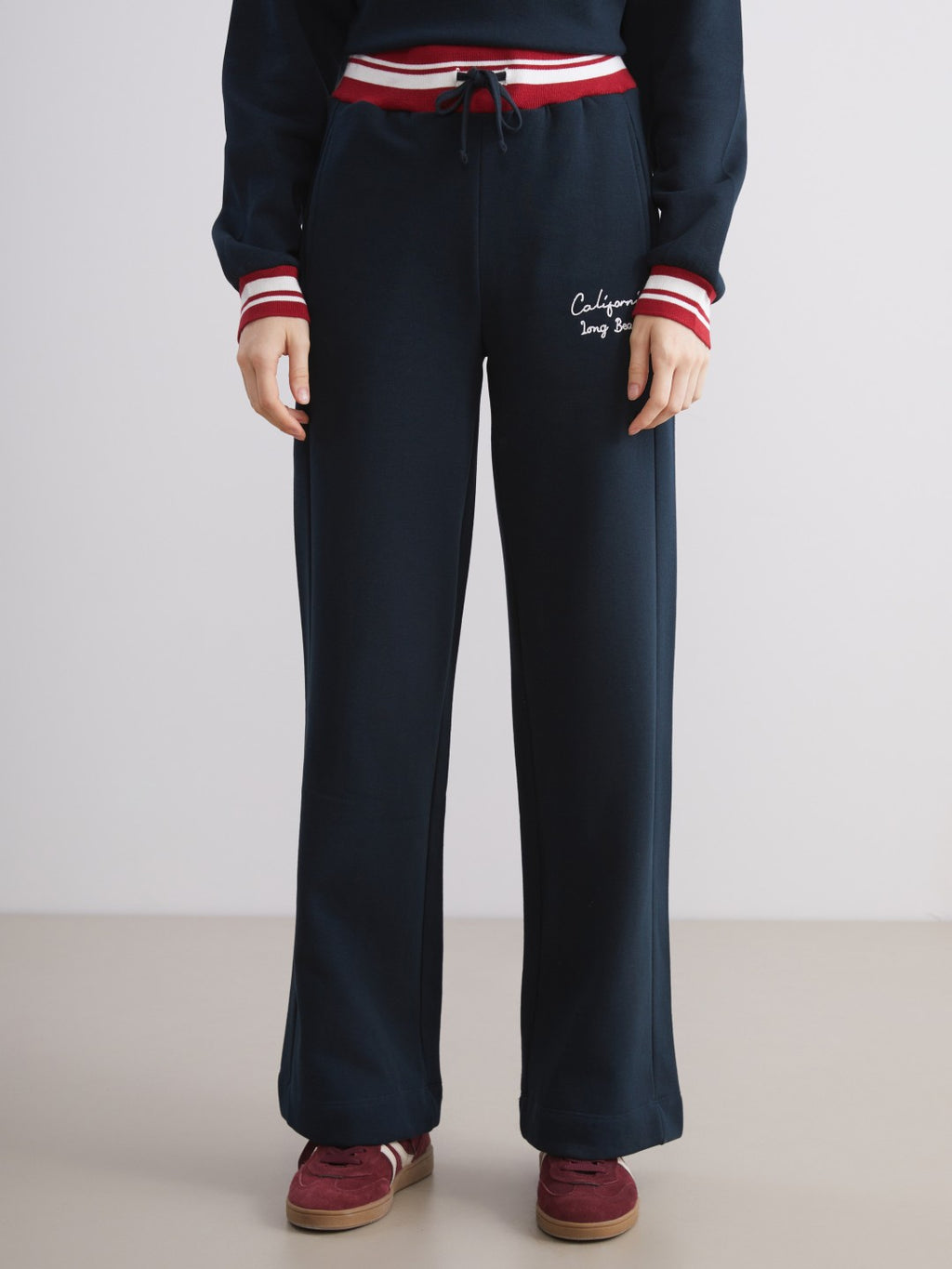 Xside Navy Blue California Embroidered Women Thick Sweatpants