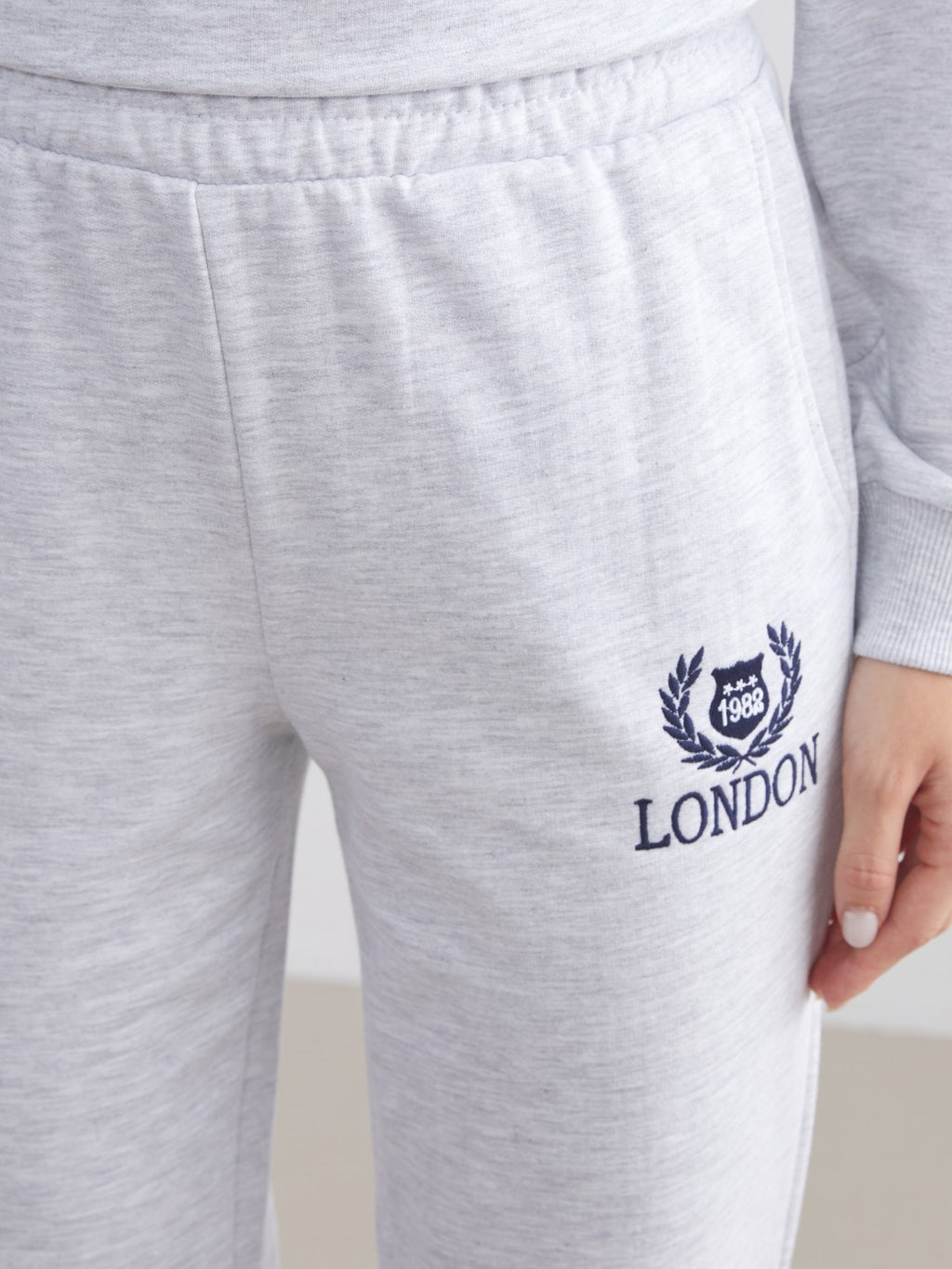 Xside Gray London Embroidered Women Jogger Sweatpants