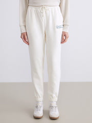 Xside Beige Elastic Waist Embroidered Women Thick Jogger Sweatpants