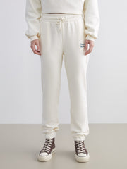 Xside Beige Elastic Waist Embroidered Women Thick Jogger Sweatpants