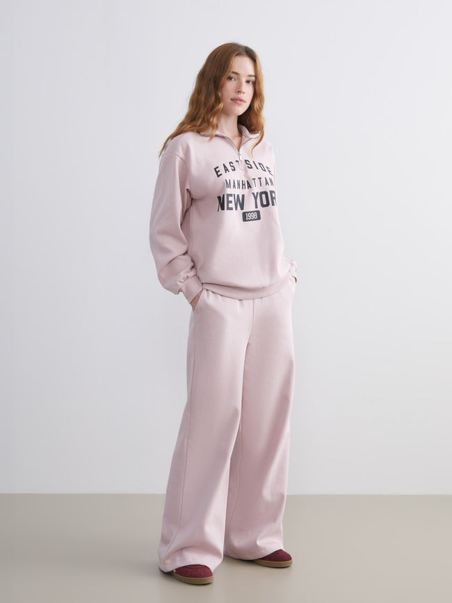 Xside Pink Elastic Waist Women Thick Sweatpants Hover Image