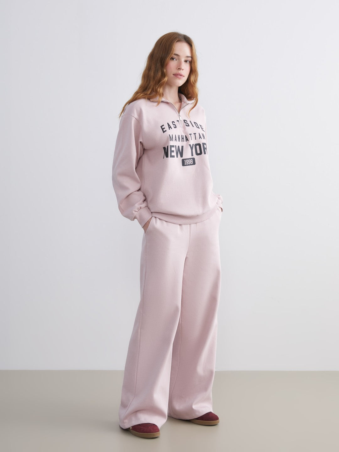 Xside Pink Elastic Waist Women Thick Sweatpants